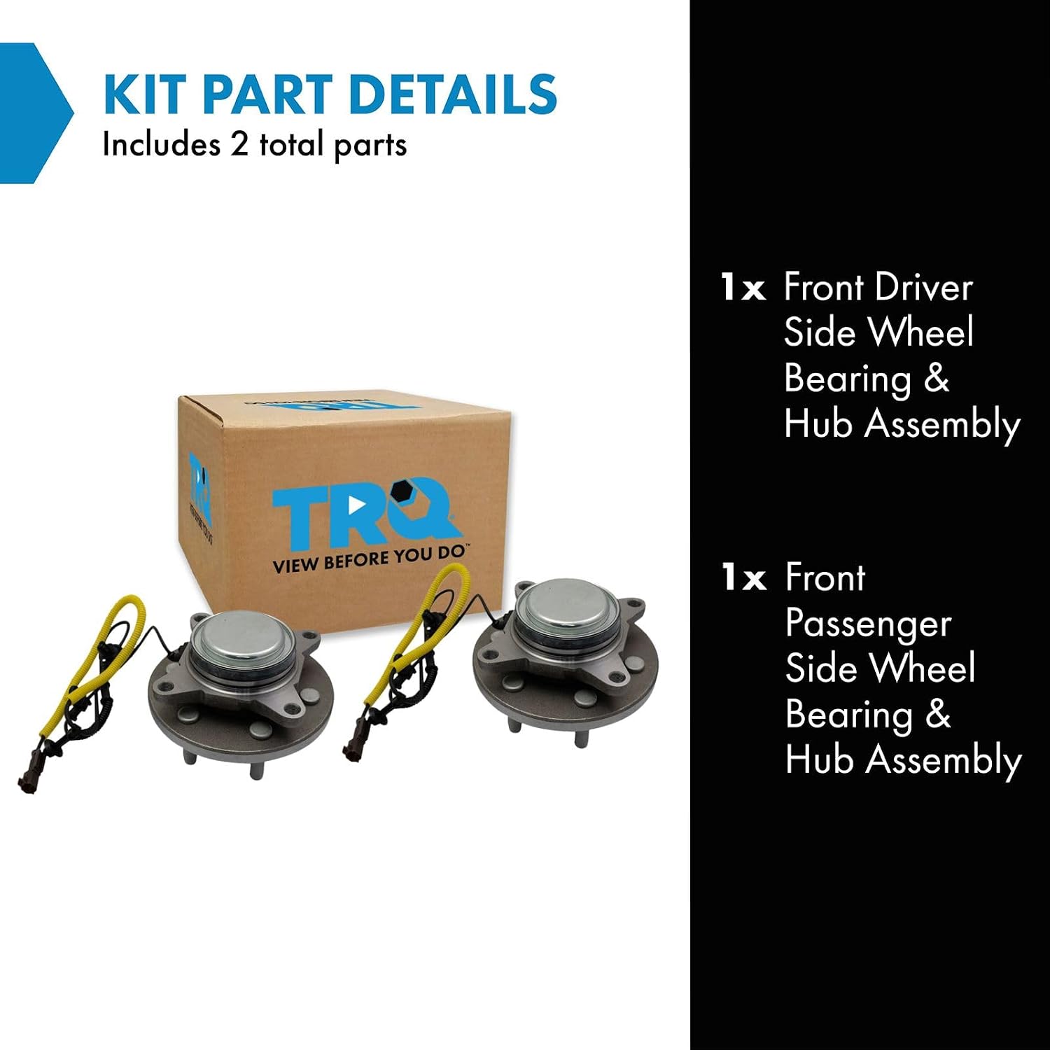 TRQ Front Left and Right Wheel Bearing and Hub Assembly Set 2 Piece Compatible with 18-20 Ford Expedition F-150 18-20 Lincoln Navigator RWD Models