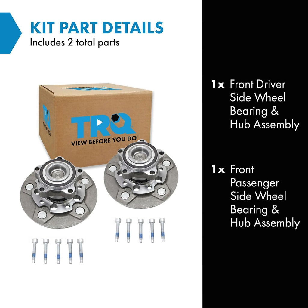 TRQ 2 Piece Front Wheel Bearing & Hub Assembly Set with ABS Sensor Compatible with 2015-2019 Ford Transit-150 Transit-250 Transit-350 Transit-350 HD
