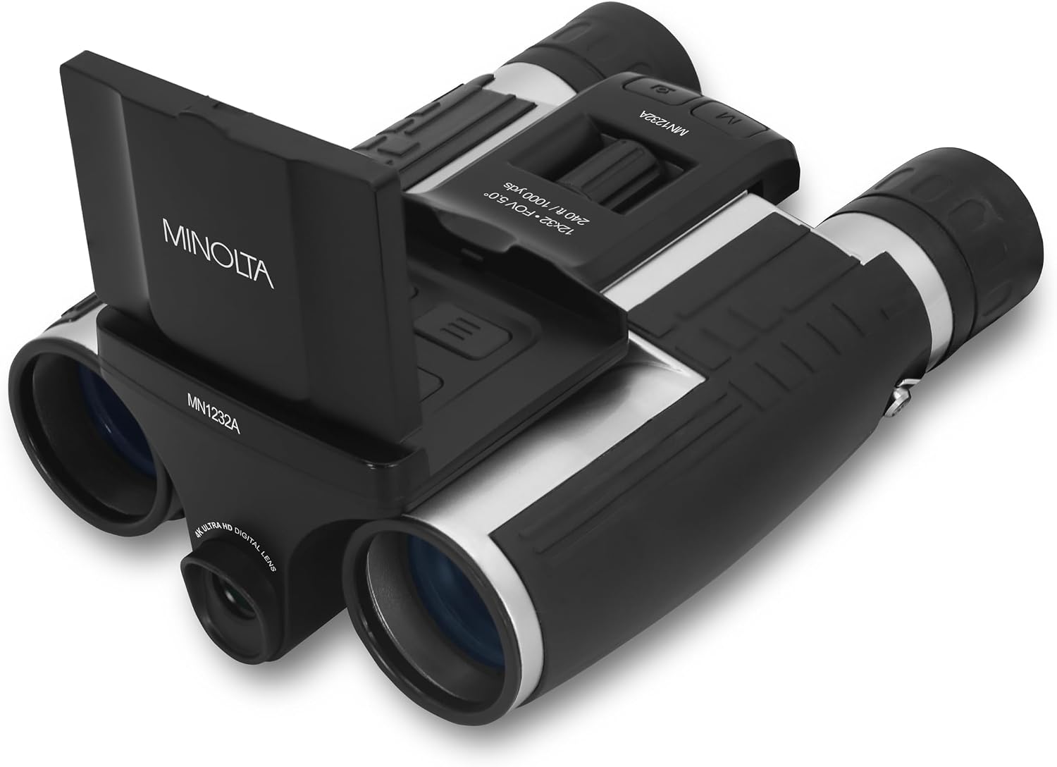 Minolta 12x32 Digital Binoculars - 4K UHD Video Camera, 48MP Photo, 8X Digital Zoom, IPS Anti-Glare Screen, Fog-Resistant Optics, Compact, Ideal for Birdwatching & Travel Hunting