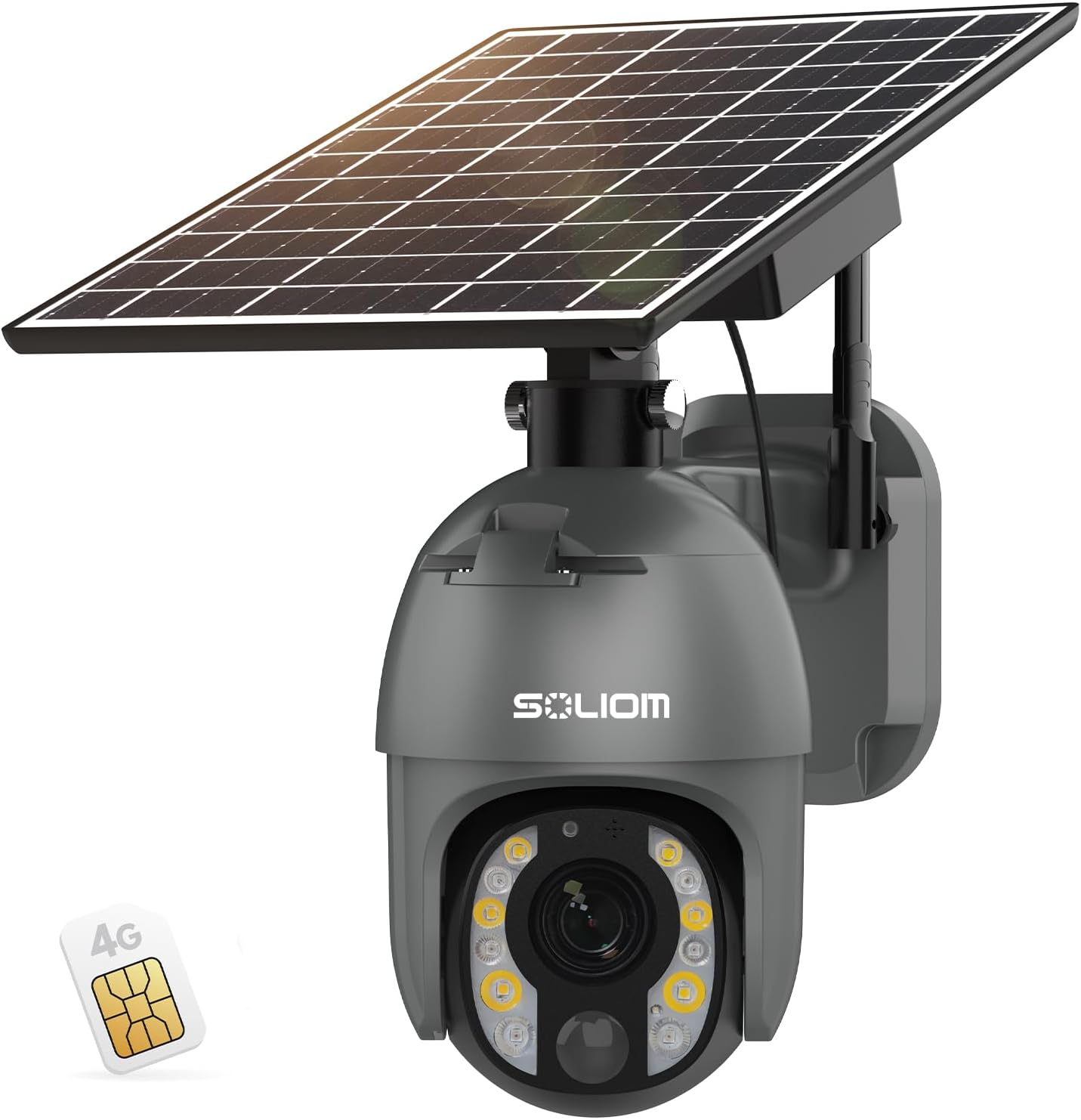SOLIOM 5MP Security Camera Outdoor with 10X Optical Zoom, 4G LTE Cellular Security Cameras for Home Security with Battery & Solar Powered, Human Detection, Spotlight Color Night Vision, NEW S600-C10X