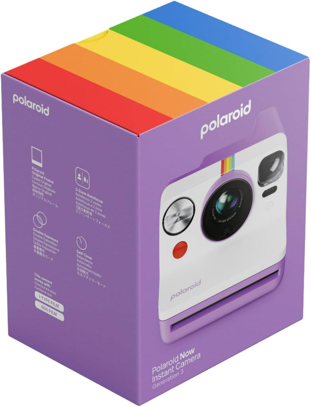 Polaroid Now Generation 3 Purple Analog Instant Camera with Tripod Mount Bundle with B&W Film and Accessories