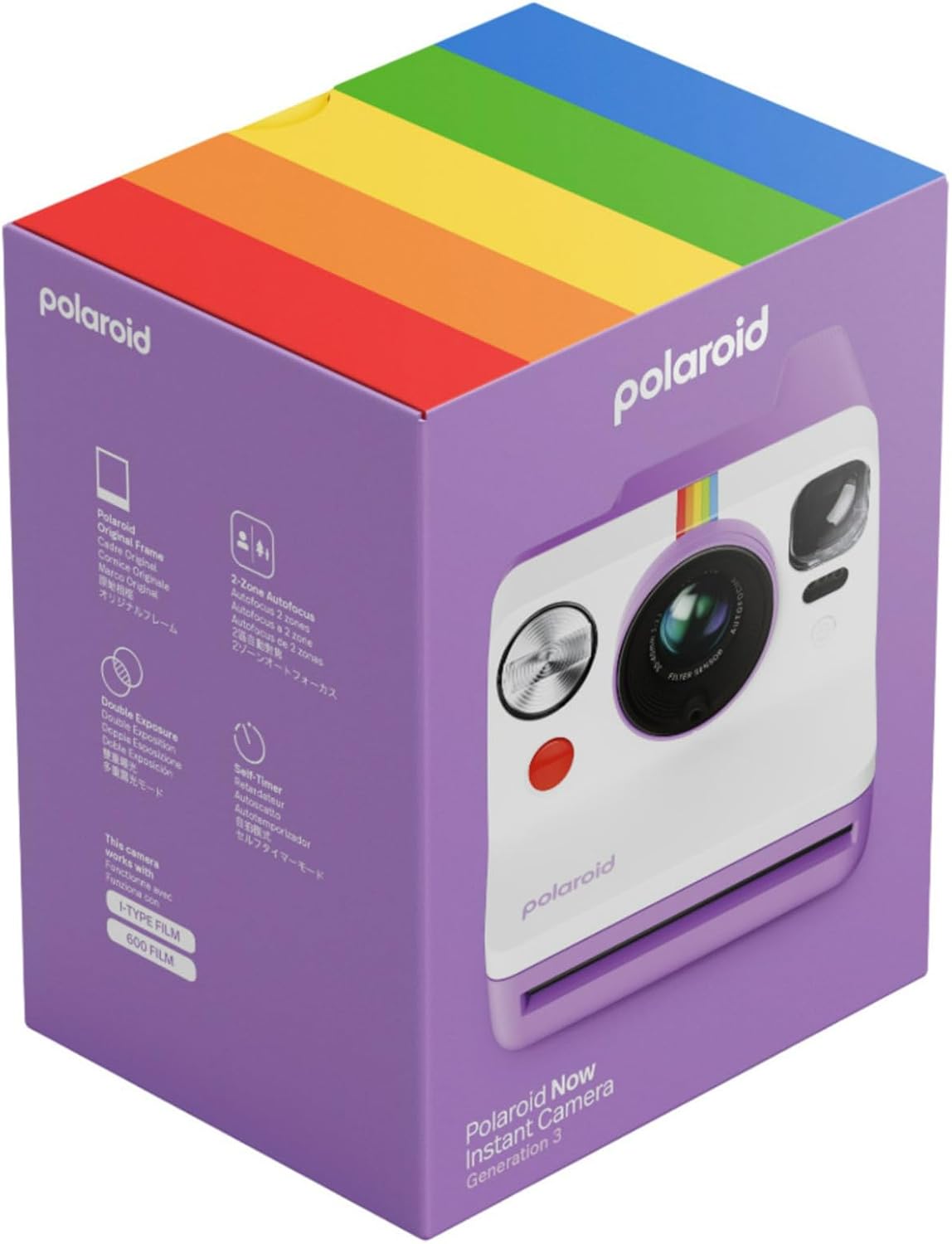 Polaroid Now Generation 3 Purple Analog Instant Camera with Tripod Mount Bundle with B&W Film and Accessories