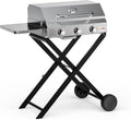 BBQ Gas Grill 3-Burner with Foldable Cart & Side Table, Premium Portable Propane Grill with 22' Cooking Grate for Outdoor Patio Backyard Barbecue Camping Tailgating RV, Stainless Steel, Classic GS308