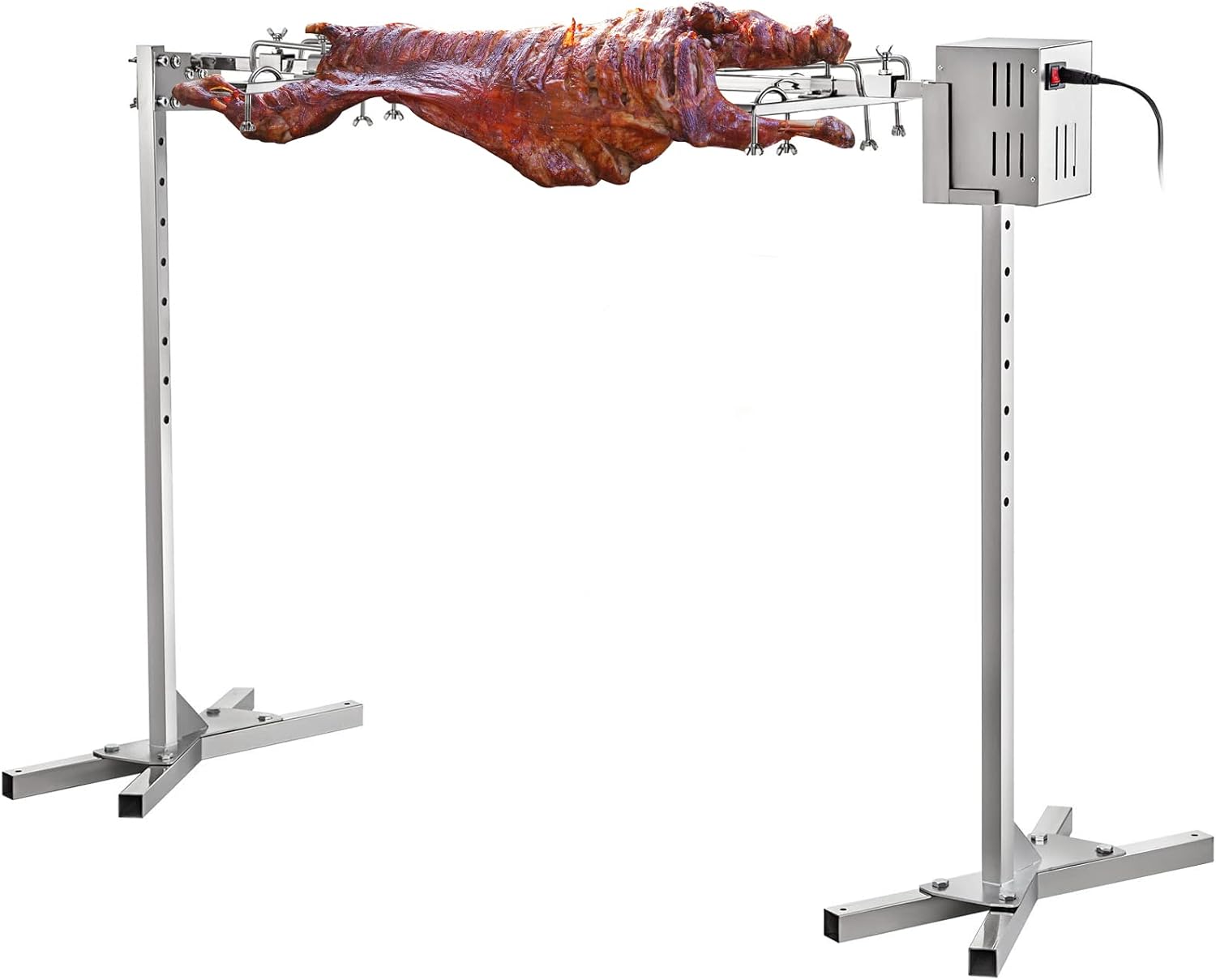 VBENLEM 46'' Electric BBQ Rotisserie Grill Kit，Max Capacity 90 LB ,Automatic 32W Motor and Height Adjustable Stainless Steel Roaster Stand for Pig Rotisserie Hog Lamb Outdoor Party Campfire Barbecue