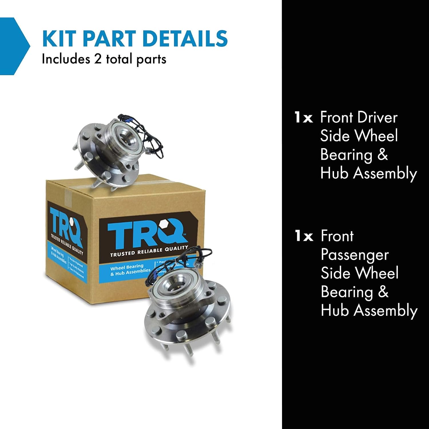TRQ 2 Piece Front Wheel Bearing & Hub Assembly Set Compatible with 2007-2010 Chevrolet Silverado 2500 HD Silverado 3500 HD 2007-2013 Suburban 2500 GMC Sierra 2500 HD Sierra 3500 HD Yukon XL 2500 2008