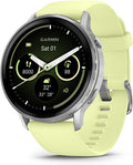 Garmin Venu® 4, 45mm, Advanced Health and Fitness GPS Smartwatch, Bright and Colorful Display, Built-in Flashlight, 12 Days of Battery Life, Silver with Citron Silicone Band