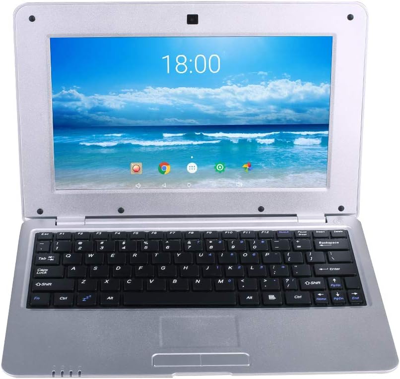 2025 Version 10.1 Inch Portable 8GB Computer Laptop PC Quad Core Android 6.0 Mini Netbook Slim and Lightweight Notebook YouTube Player Flash (Silver)