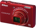 Nikon COOLPIX S6200 16 MP Digital Camera with 10x Optical Zoom NIKKOR ED Glass Lens and HD 720p Video (Red)