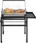 Charcoal Flip Grill, Vertical Rotating BBQ with Adjustable Height, Wheels, Tabletop Option, 8-Person Portable Outdoor Freestanding Grill for Patio, Camping, Picnics, Family Gatherings