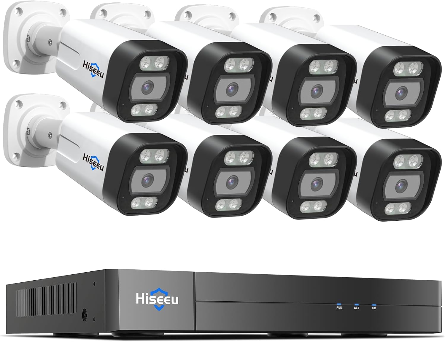 [Human Vehicle Detection] Hiseeu PoE Security Camera System,8PCS 5MP IP Security Camera for Indoor Outdoor,4K PoE NVR 16CH Expandable with 3TB Hard Drive,Person/Vehicle Detect,Audio Video Monitoring