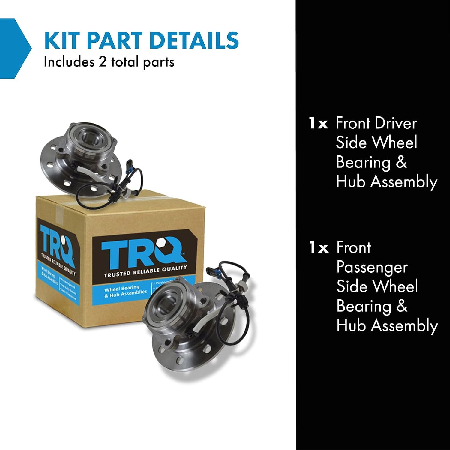 TRQ Front Driver and Passenger Side Wheel Bearing and Hub Assembly Set 2 Piece Compatible with 96-00 Chevrolet K2500 4WD with 8 Lug Wheels 96-00 K3500 4WD 96-99 GMC K1500 4WD with 8 Lug Wheels