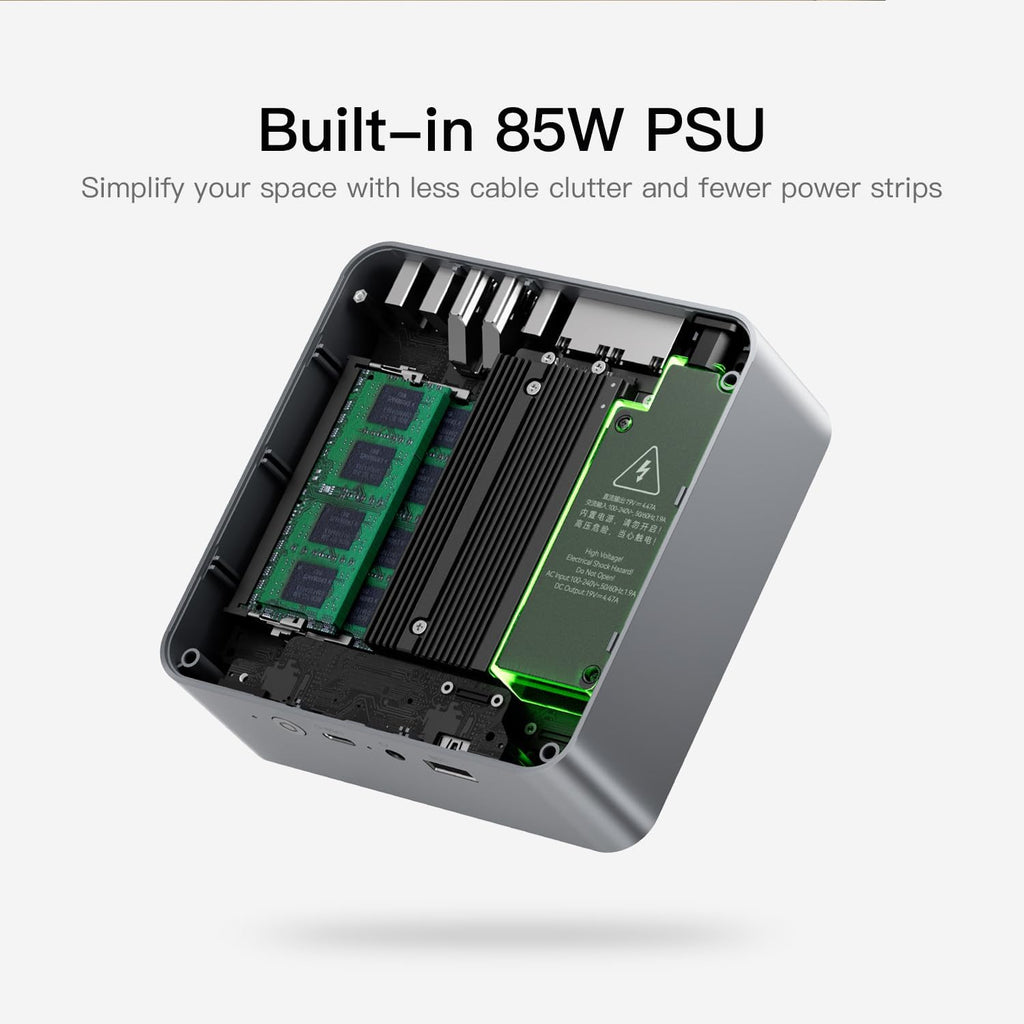 Beelink EQR5 Mini PC, AMD Ryzen 5 5625U(6C/12T, Up to 4.3GHz), Mini Computer 16G DDR4 RAM 500GB NVMe SSD, Built-in Power Supply 4K@60Hz Dual Display HDMI2.1/WiFi6/BT5.2/1000Mbps