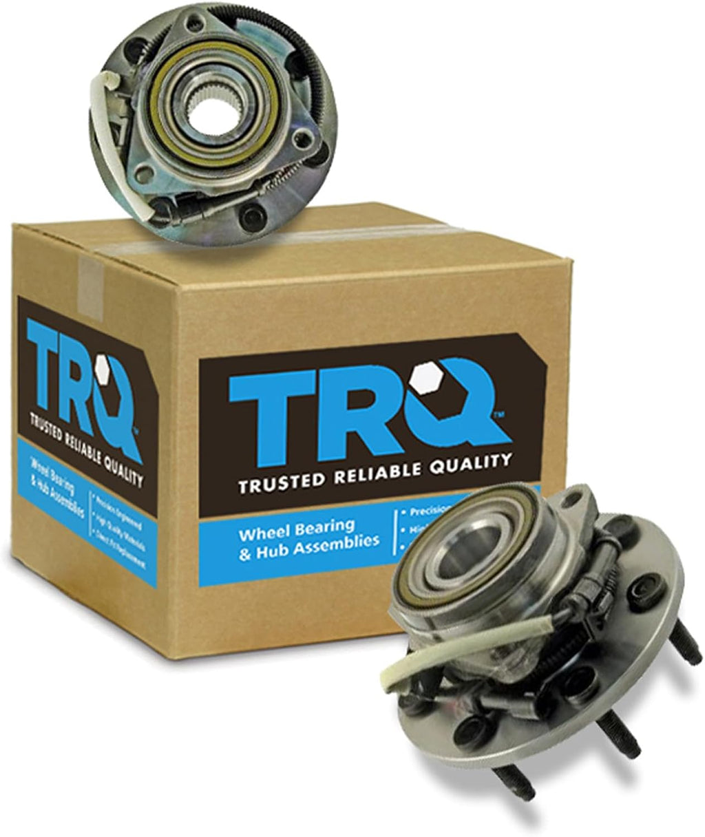 TRQ 2 Piece Front Wheel Bearing & Hub Assembly Set 4WD Compatible with 2000-2003 Ford F-150 2004 F-150 Heritage 1997-1999 F-250