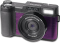 Minolta 30MP Digital Camera – 2.7K Ultra HD Video, 3-inch 180° LCD Screen, Face Detection, Anti-Shake, 9 Scene Modes, Photo Burst, Panorama, CMOS Sensor, 32GB Card (Purple)