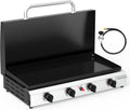 Bonnlo 4 Burner Portable Propane Griddle with Lid, 40000BTU Tabletop Flat Gas Grill with Ignition and Oil Collector, Camping Griddle for Outdoor Cooking Patio Backyard Sandbeach BBQ Party