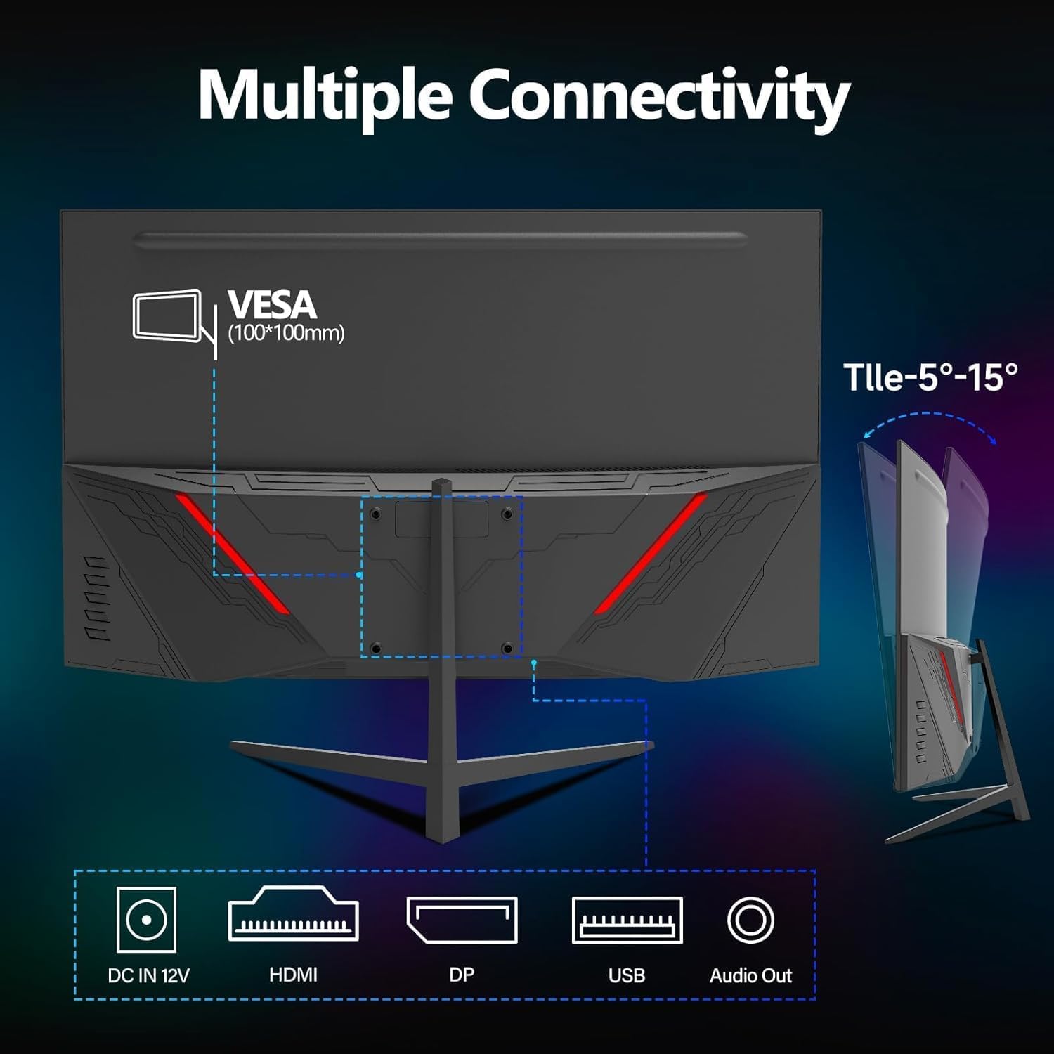 ZZA 27 Inch Curved Gaming Monitor 200Hz|180Hz|144HZ 1ms FHD 1080P Computer Screen FreeSync|130% sRGB|HDR|Low Blue Light|HDMI DP Ports|VESA Mount|Metal Stand