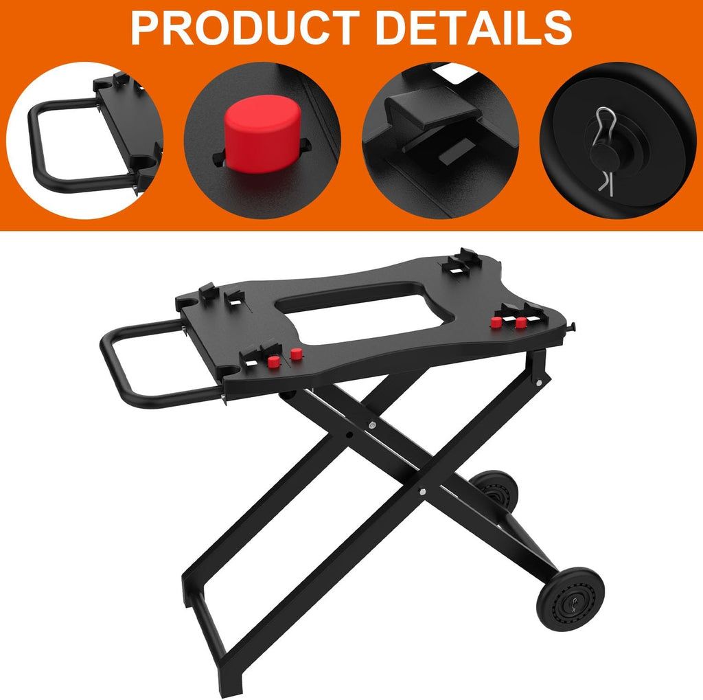 Portable Grill Cart for Weber Q100 Q1000 Q120 Q1200 Q200 Q2000 Q2200 Series Grills, BBQ Folding Grill Stand for Q1400 Q2400 Electric Grills, Grill Table Replace for Weber Q Portable Cart