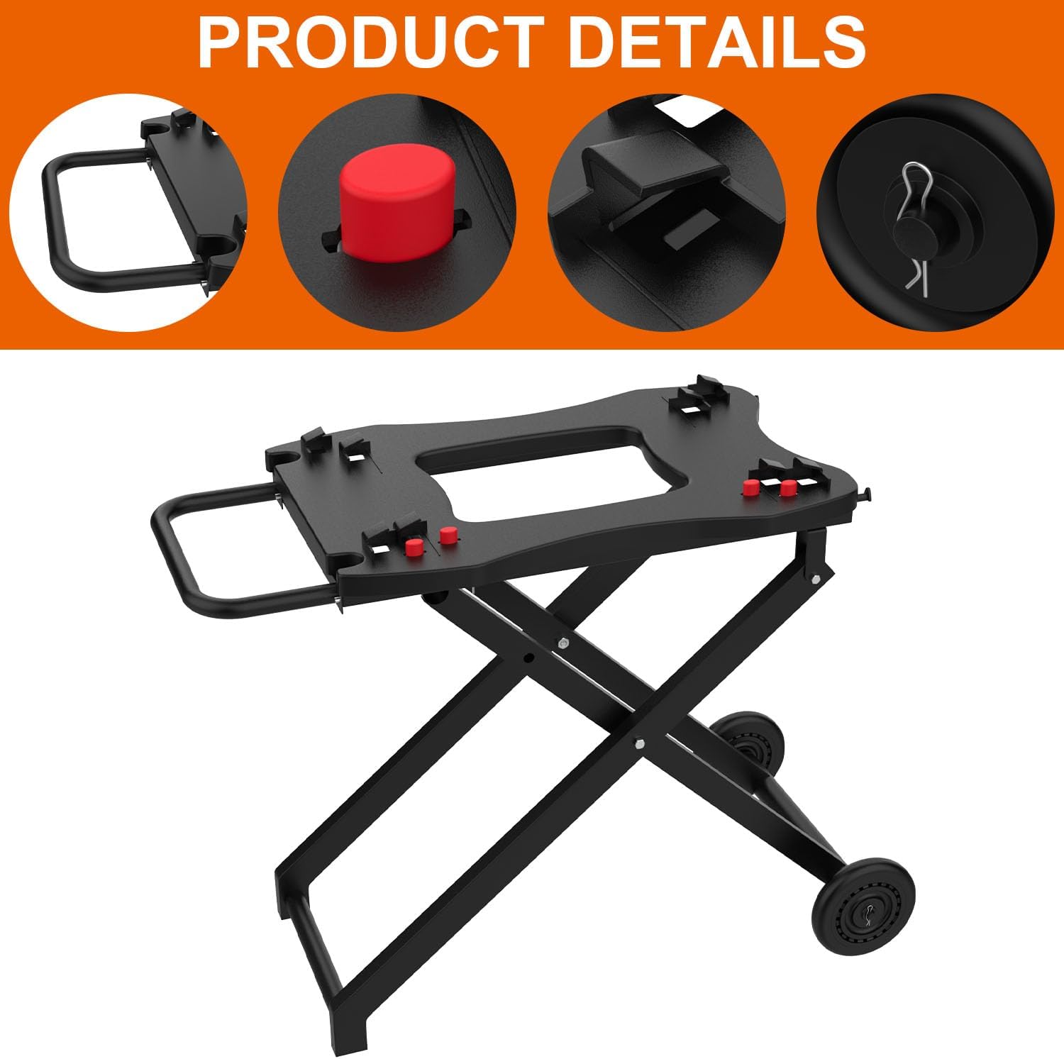 Portable Grill Cart for Weber Q100 Q1000 Q120 Q1200 Q200 Q2000 Q2200 Series Grills, BBQ Folding Grill Stand for Q1400 Q2400 Electric Grills, Grill Table Replace for Weber Q Portable Cart
