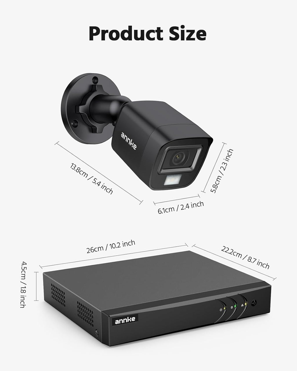 ANNKE 8CH 3K Lite Wired Security Camera System, H.265 Pro+ DVR with AI Human/Vehicle Detection, 4 x 2MP Wired CCTV Camera, Smart Color Night Vision, Easy Remote Access, IP67(NO HDD)