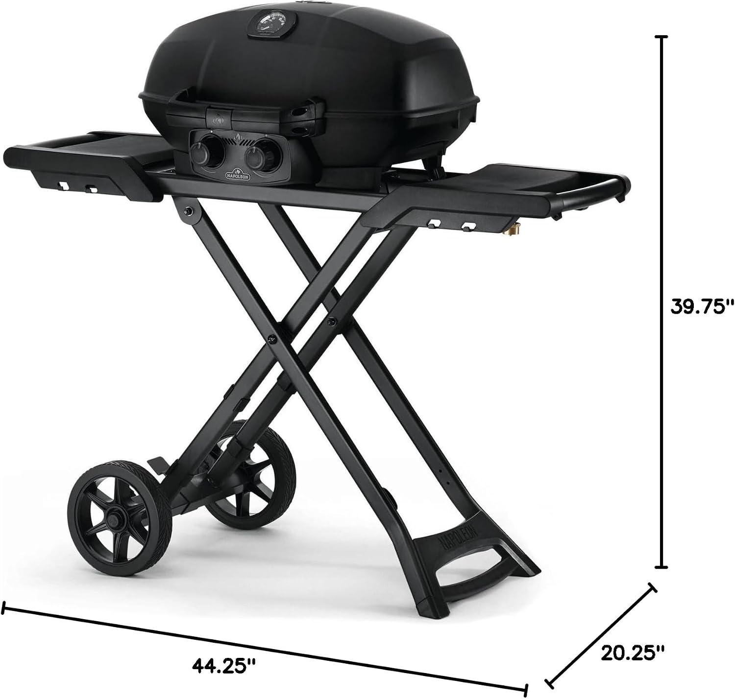 Napoleon PHANTOM TravelQ Portable PRO Propane Gas Grill - PRO285X-PHM - with Scissor Cart, Matte Black, Travel BBQ,