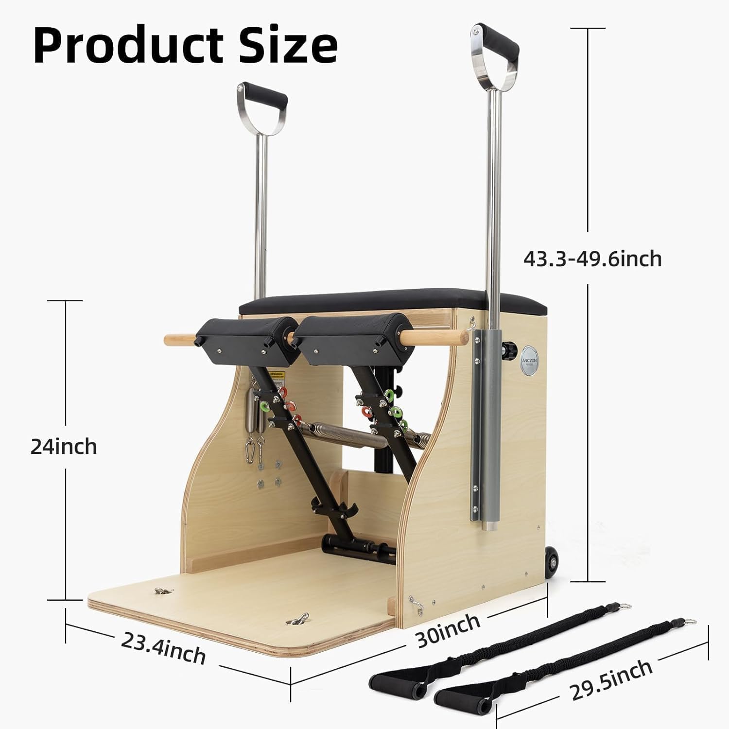 Pilates Chair, Split-Pedal Stability Combo Chair with Handles, Wunda Chair Pilates Machines for Home Use and Studio, 90% Assembled