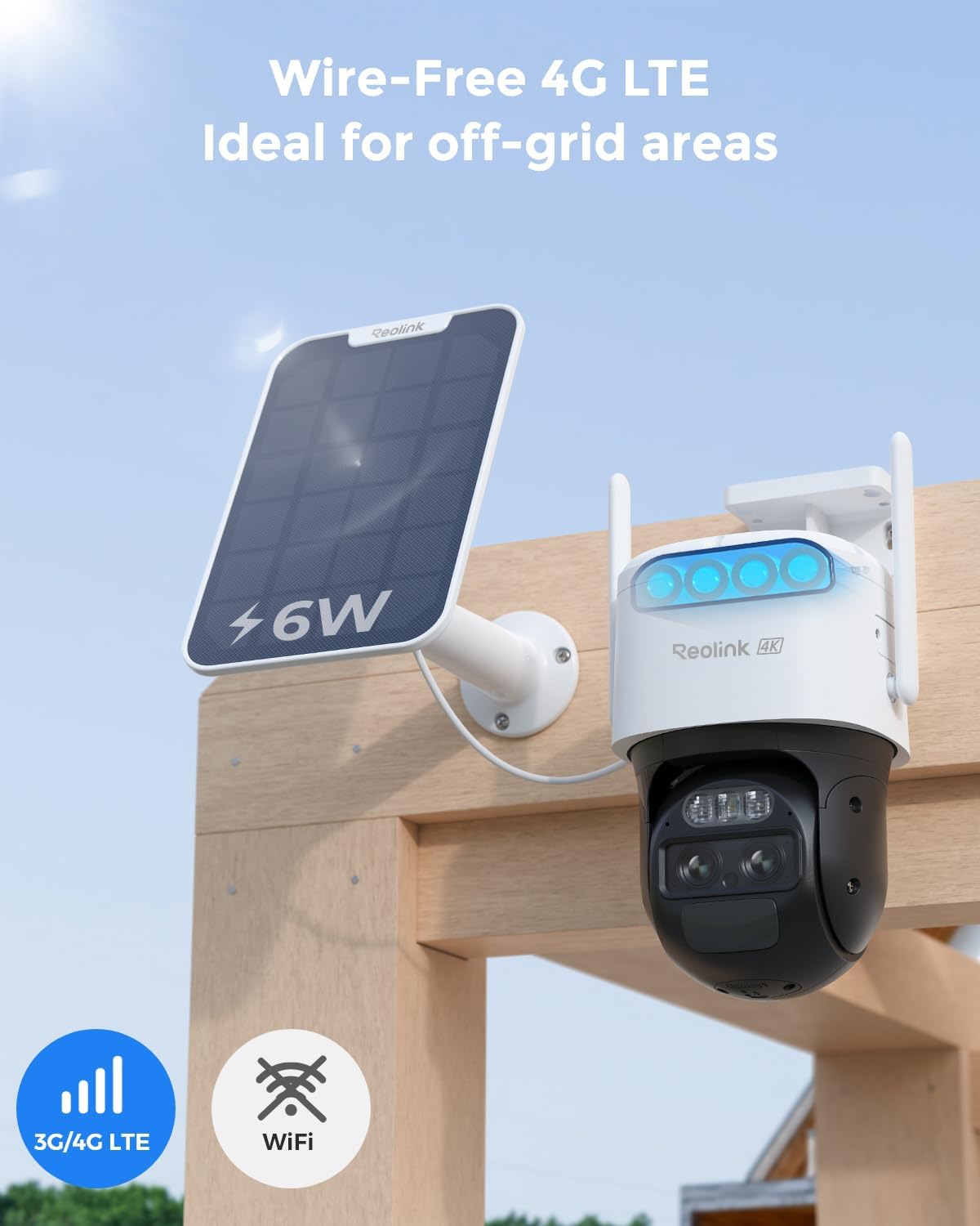 REOLINK 4K Dual Lens 4G Cellular Security Camera Wireless Outdoor, 360 PTZ with Auto Tracking, No WiFi Solar Powered, 6X Hybrid Zoom, 8MP Color Night Vision, Smart Dection &SIM Card, TrackMix LTE+SP