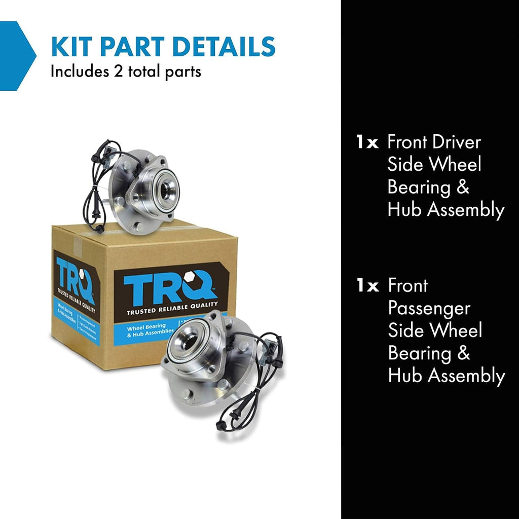 TRQ Front Left and Right Wheel Bearing and Hub Assembly Set 2 Piece Compatible with 2004-2007 Infiniti QX56 2004-2007 Nissan Titan 2005-2007 Armada 2004 Pathfinder Armada 2004 Pathfinder