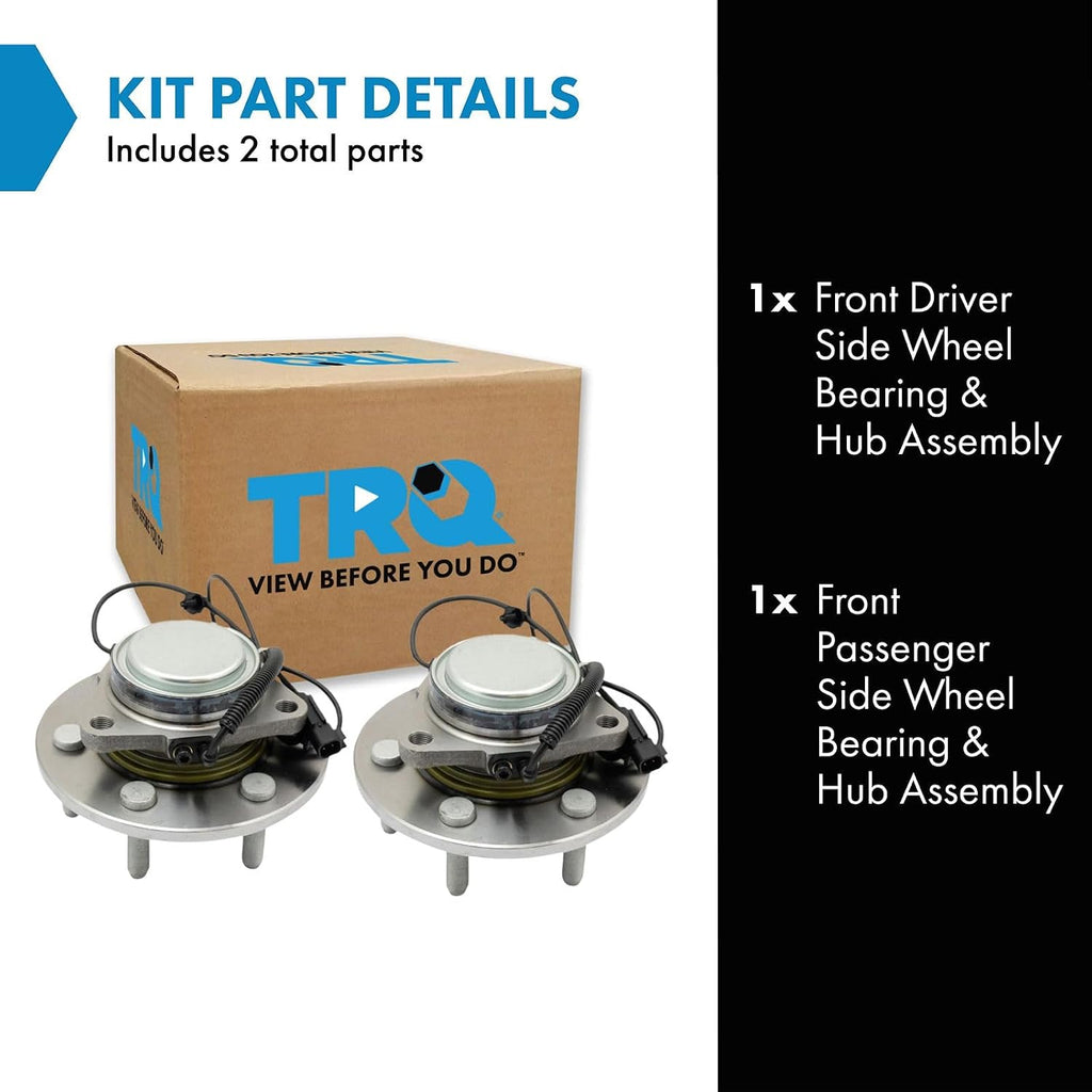 TRQ Front Left and Right Wheel Bearing and Hub Assembly Set 2 Piece Compatible with 2019-2023 Ram 1500 Rear Wheel Drive Without 22 Inch Wheels