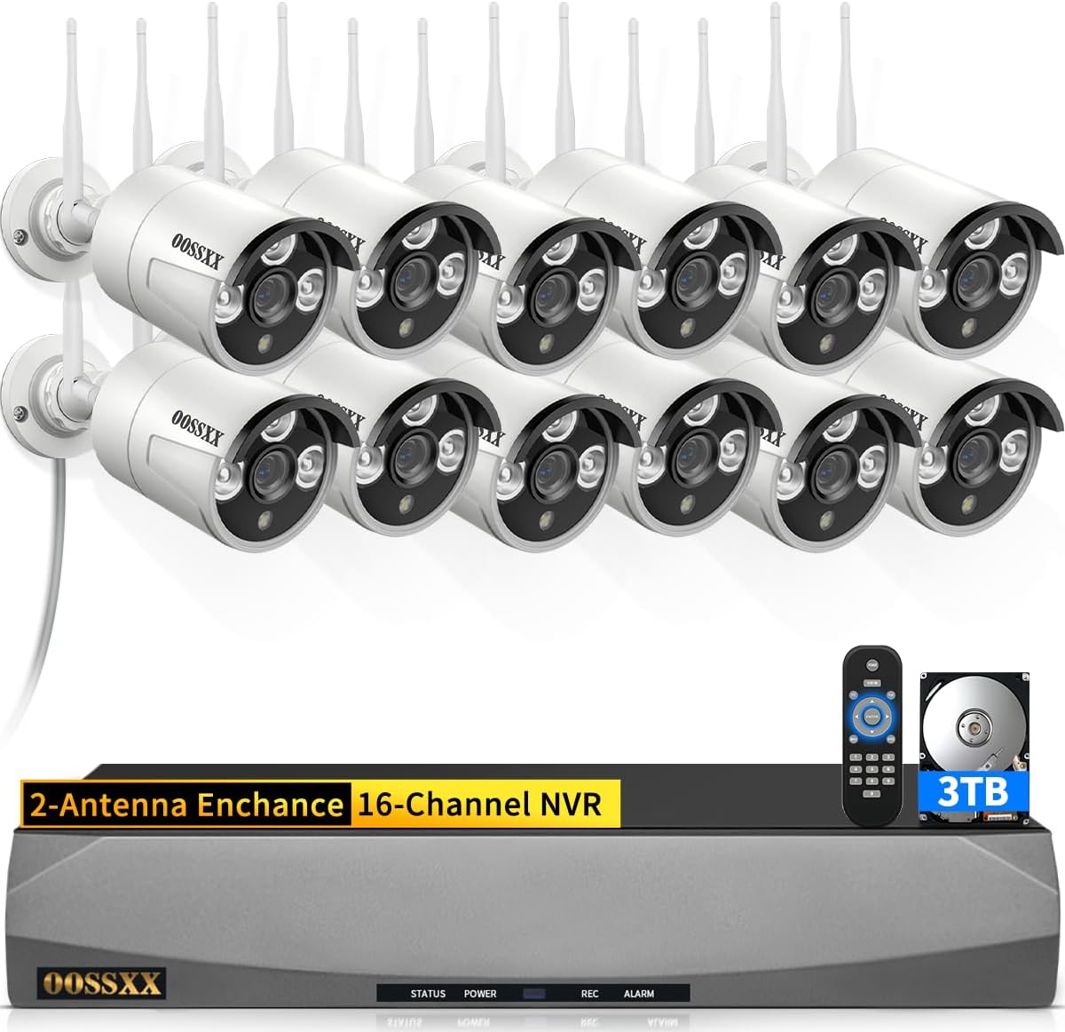 (2026 Update) Wireless Security Camera System, 10CH WiFi NVR with 10 x 3MP Dual Antenna Cameras, 55% Longer Range, 3TB HDD 40-Day Recording, Dual Band 2.4/5.8GHz, Free App