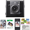 FUJIFILM INSTAX Wide EVO Hybrid Instant Camera | Black Bundle with 10 Exposures of Brushed Metallics Film + 20 Exposures of Film + Photo Album & Colored Frames + Cleaning Cloth (5 Items)