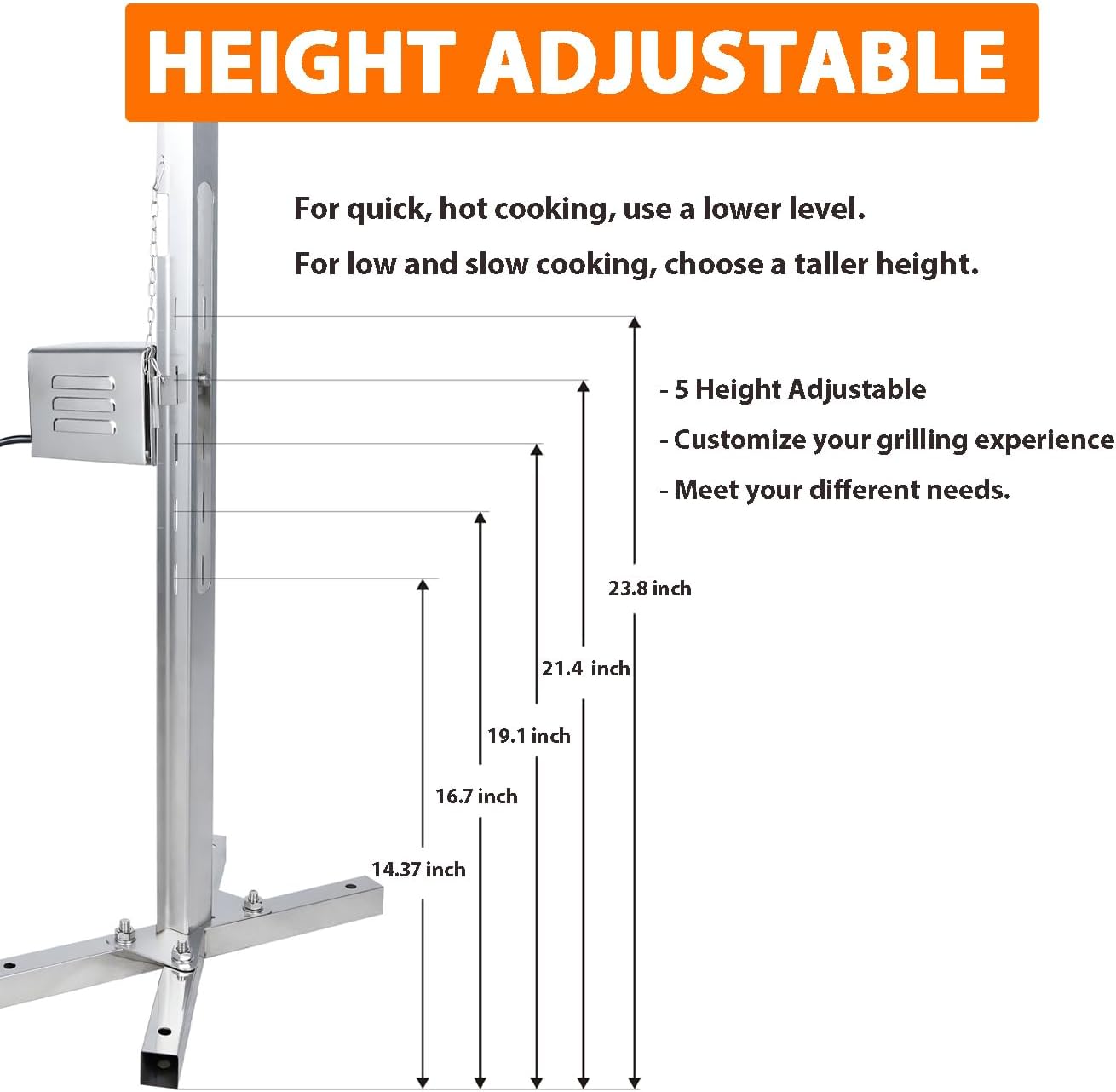 iMeshbean Electric BBQ Rotisserie Grill Kit，90LBS Stainless Steel Large Grill Rotisserie Spit Roaster Rod, Charcoal BBQ Pig Chicke Kit for Outdoor Cooking Barbecue Grill Meat