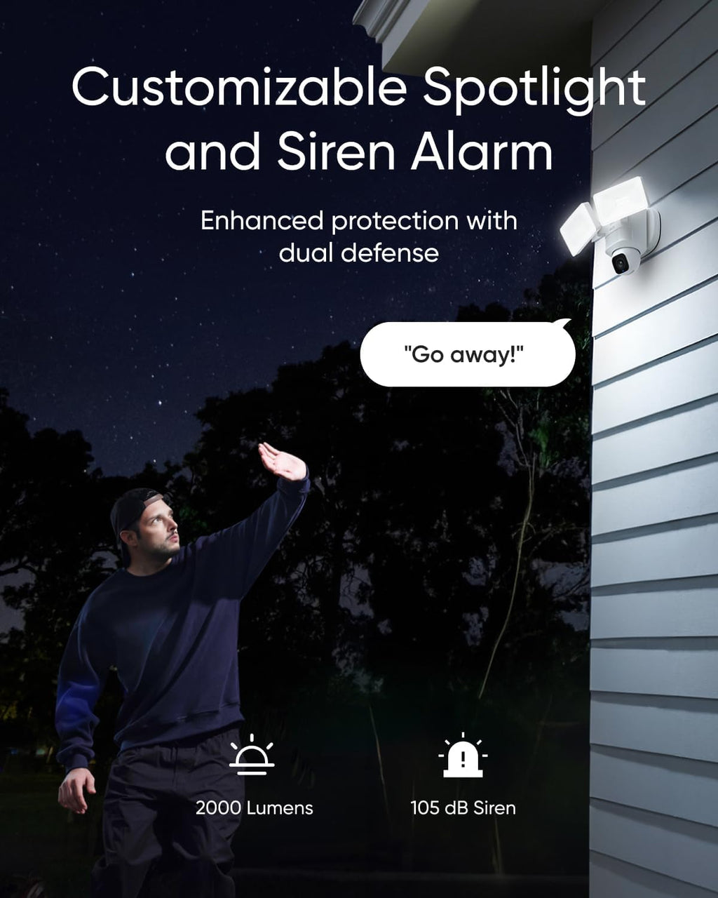 eufy Security Floodlight Camera E30, Security Camera Outdoor, 360° Pan and Tilt, AI Detection and Tracking, 2K Video, 2.4GHz Wi-Fi, 2,000 Lumens, Built-in Siren, 24/7 Recording，No Monthly Fee