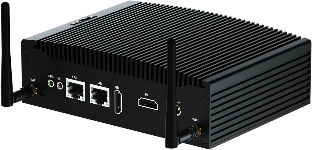 HISTTON Fanless Mini PC Industrial PC, Dual Core Core i5-8265U, DDR4 16GB RAM 512GB SSD, 2 RS232 COM, 2 LAN, 2 HD Dual Output, USB3.0, Dual WiFi, BT4.2, Mini Desktop PC, Windows 11 Pro Mini Computer
