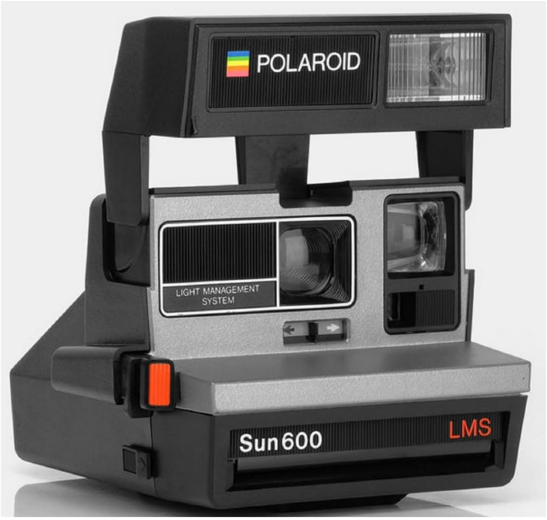 Polaroid 600 Sun600 LMS Built-in Flash Instant Film Camera with Strap for Instant Photography (Silver and Black) (Renewed)