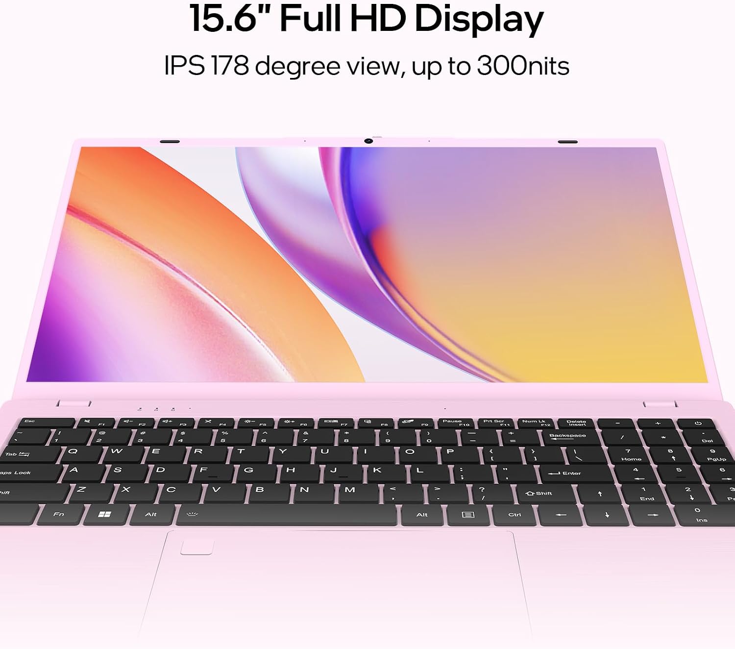 UOWAMOU 15.6-inch Laptop, 16GB RAM, 512GB SSD, FHD IPS Display Laptop Computer, N5095 Quad Core, 2.4/5G WiFi, BT4.2 Backlit and Fingerprint, Lightweight and Portable, Pink