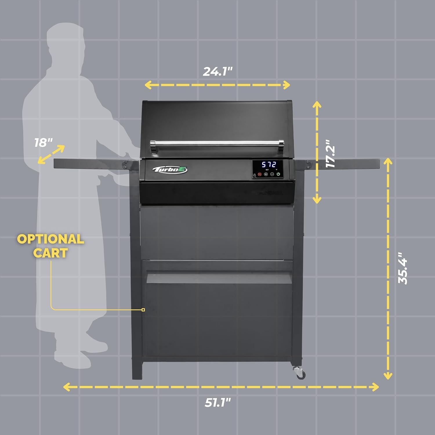 Turbo E XL Electric Grill, 1700W Infrared, Warming Rack and Probe, Apartment Friendly