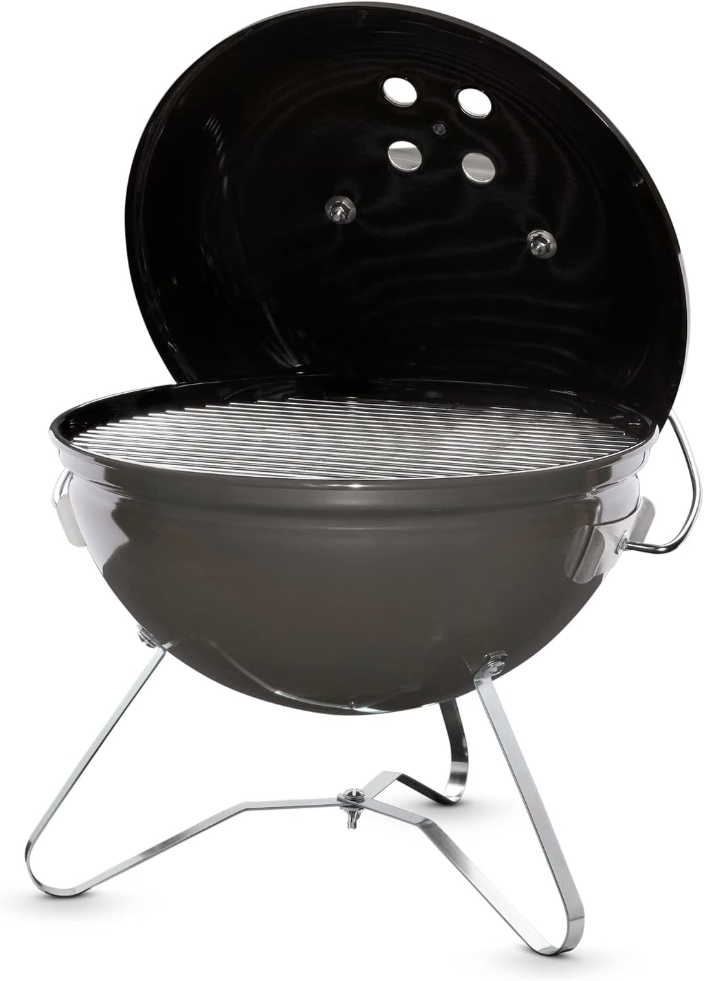 Weber Smokey Joe Premium Charcoal Barbecue/Portable Design, Porcelain-Enamelled Lid & Bowl, 37 cm Cooking Surface, Tuck-N-Carry Handle, Smoke Grey