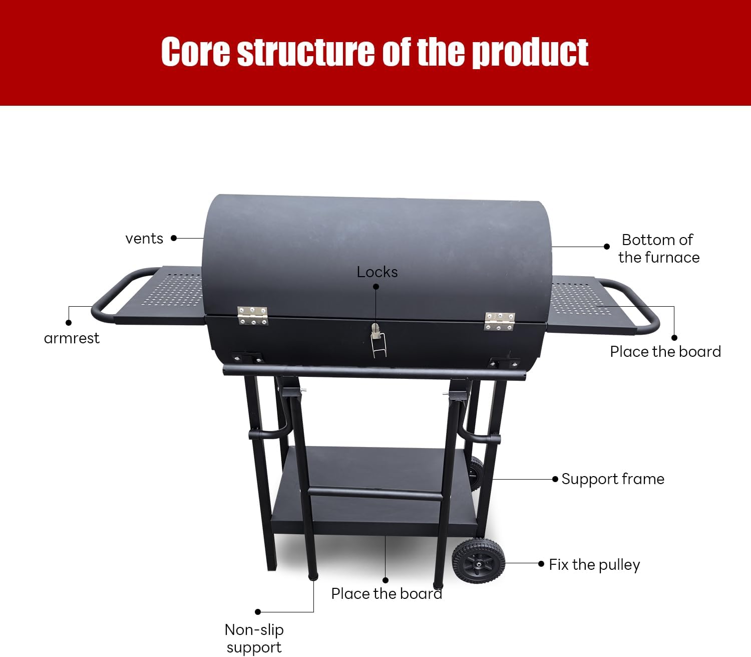 Barrel grill charcoal - Barrel charcoal grills with side shelf, Large Sturdy BBQ Charcoal Grill suitable for outdoor camping,backyards, and patios (Extra Large)