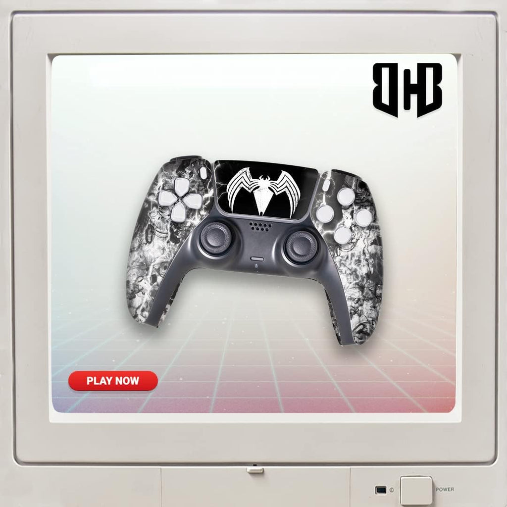 Vennom Custom PS-5 Controller Wireless compatible with Play-Station 5 Console by BCB Controllers | Proudly Customized in USA with Permanent HYDRO-DIP Printing (NOT JUST A SKIN)