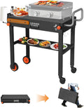 Portable Outdoor Grill Table, Blackstone Grill Stand Solid and Sturdy 31'W x 17'D, Movable Kitchen Cooking Prep BBQ Cart with Wheels, Folding Cart for Ninja, Blackstone Griddle 17'/22' etc