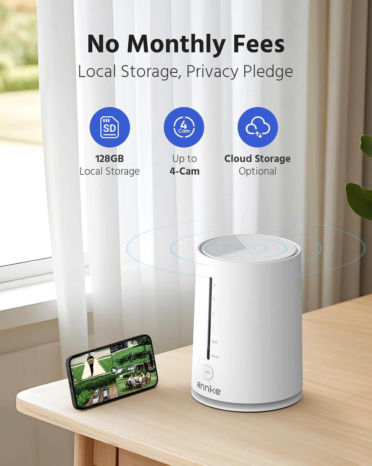 ANNKE 4MP Solar Security Cameras Wireless Outdoor, 5MP 4 Cam-Kit Home Security Camera System, 360°View, Color Night Vision, 2.4&5G WiFi, 2-Way Audio, AI Human Detection, Home Hub & 128GB Memory Card