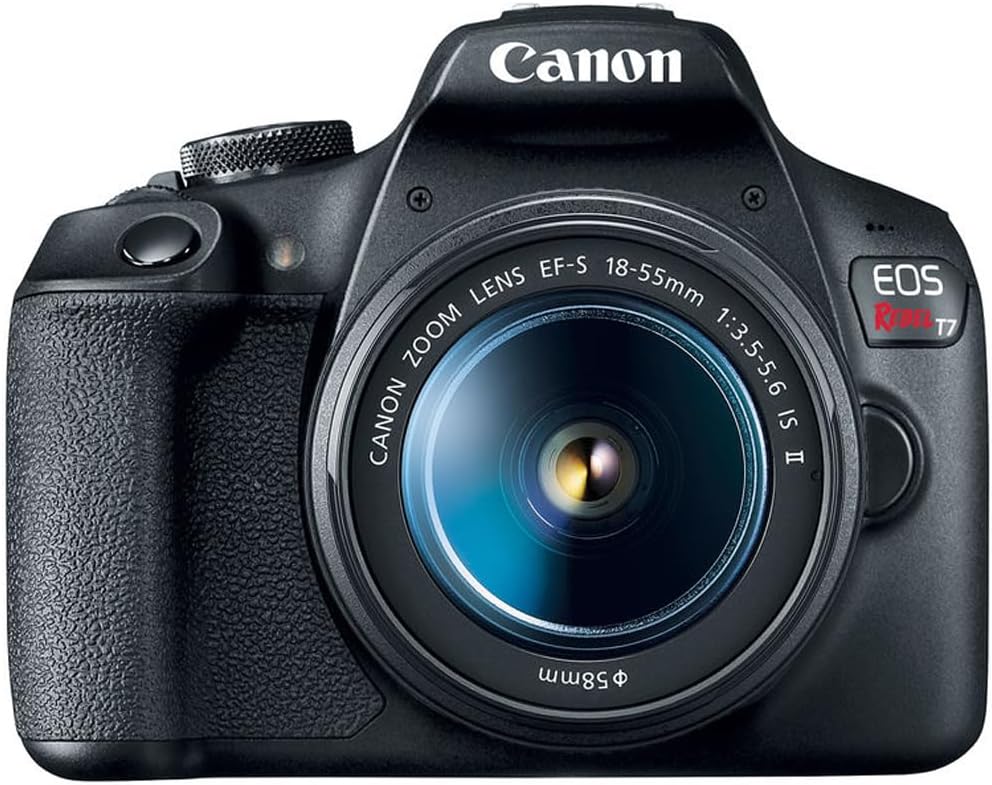 Canon EOS Rebel T7 DSLR Camera with 18-55mm Lens Bundle 24.1MP Beginner Digital Camera Kit with 64GB Memory Card, Camera Bag & Photo Editing Software