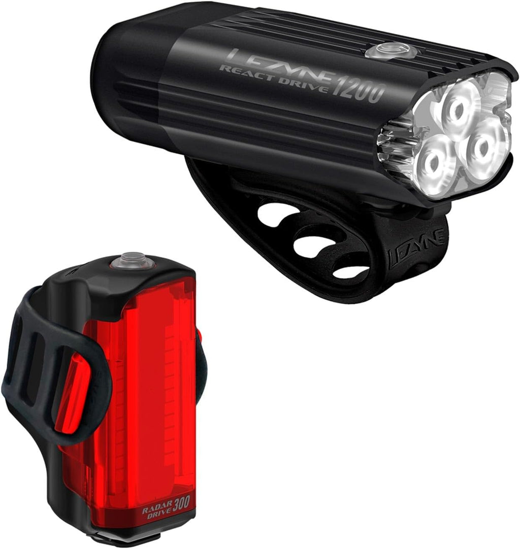 LEZYNE Radar React System, Front & Rear LED Bike Lights - Bright IPX7 Waterproof Day/Nighttime Cycling Road Visibility Headlight & Taillight - Automatic Radar Vehicle Detection, Visual/Audio Alerts
