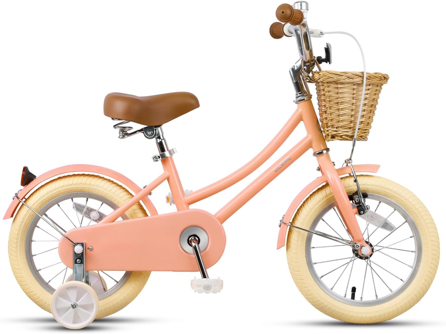 Glerc Little Molly 12-20 Inch Kids Retro Cruiser Bike for 2-13 Year Old with Wicker Basket & Training Wheels/Kickstand, Multiple Colors