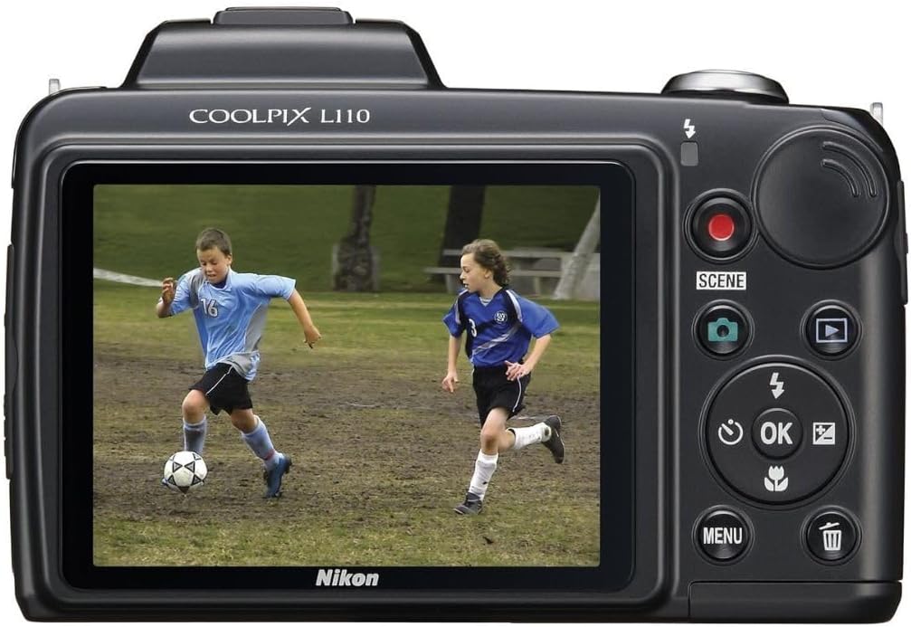 Nikon COOLPIX L110 Digital Camera with 12.1 MP Sensor, 15x Optical Zoom Lens, HDMI Output, and 5-Way VR Image Stabilization System (Black, Renewed)