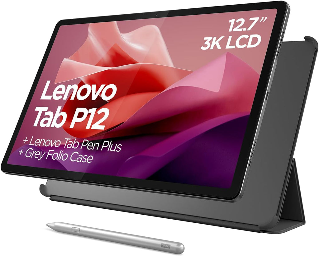 Lenovo Tab P12-2024 - Expansive Touchscreen Tablet - 12.7' 3K Display - 13MP Camera - 8GB Memory - 128GB UFS Storage - Android 13 - Dolby Atmos - Quad JBL Speakers - Pen and Folio Case Included