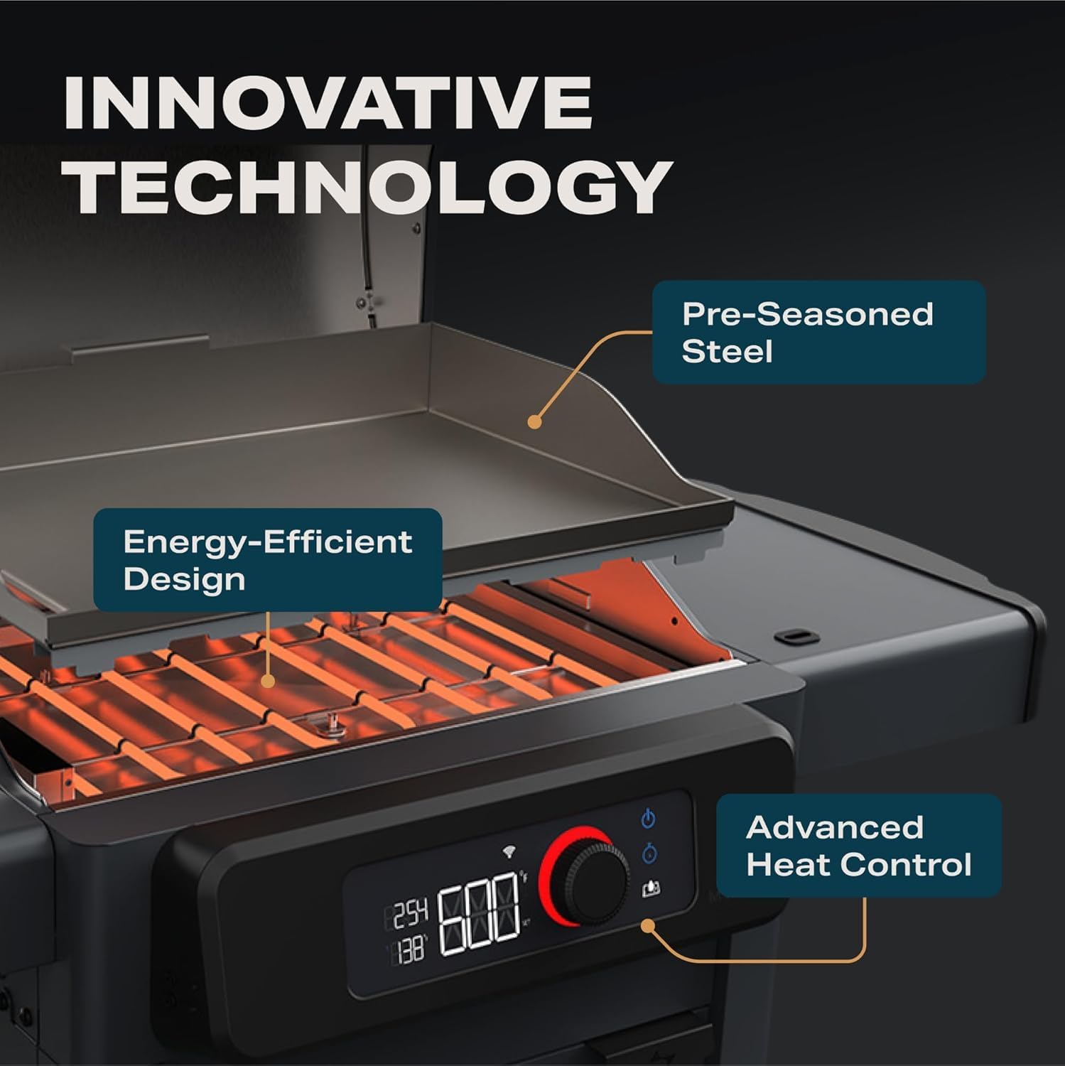 Current® Model G Griddle, Smart Electric Outdoor Flat Top BBQ Grill with 200°F to 600°F Range for Searing & Roasting, Digital Precision, Apartment-Friendly & Weather-Resistant, Onyx