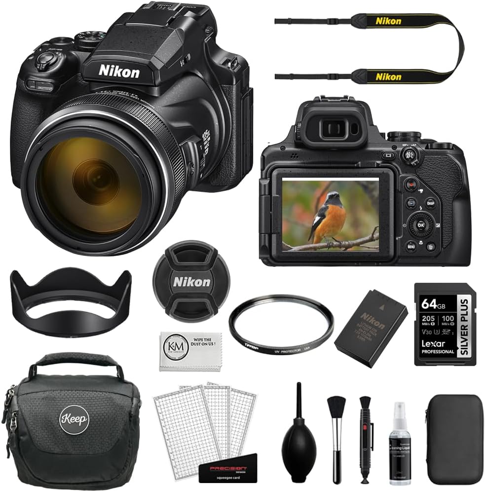 Nikon COOLPIX P1100 Superzoom Digital Camera | 125x Optical Zoom with Image Stabilization Bundle with 64GB Card + Tiffen UV Filter + KC-25 Camera Bag + Cleaning Kit + Cap Keeper + Microfiber Cloth