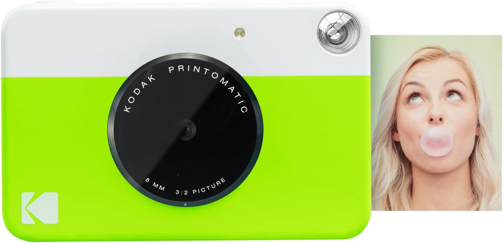 Kodak Printomatic Instant Camera (Green) Art Bundle + Zink Paper (20 Sheets) + 8x8 Cloth Scrapbook + 12 Twin Tip Markers + 100 Border Stickers + 6 Decorative Scissors + Washi Tape