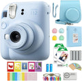 FUJIFILM INSTAX Mini 12 Instant Film Camera | Pastel Blue Bundled with INSTAX Mini Instant Film |40 Exposures + Instax Accessory Bundle + AA Batteries + Cleaning Cloth (10 Items)